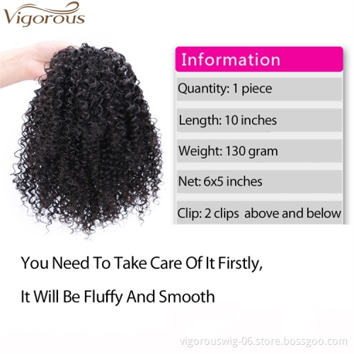Vigorous Messy Curly Hairpieces Afro Kinky Curly Hair Extension for Women Synthetic Short Drawstring Ponytail Hairpiece